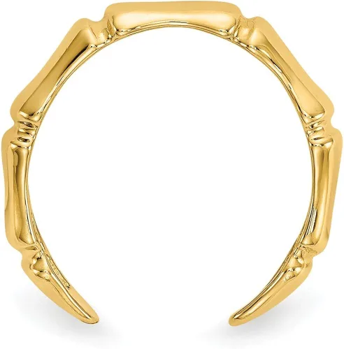 Miniatura 2 de Anillo de dedo del pie de bambú de oro amarillo sólido de 14 quilates ajustable, Metal