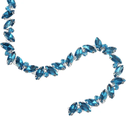 Miniatura 22 de uxcell Borde de cadena de diamantes de imitación de 1 yarda, aplique de cadena de cristal brillante de 0.394 pulgadas para costura, joyería
