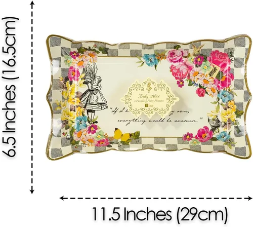 Miniatura 10 de Talking Tables Suministros para fiestas de Alicia en el país de las maravillas Plato de papel para servir Ideal para fiesta de té de sombrerero