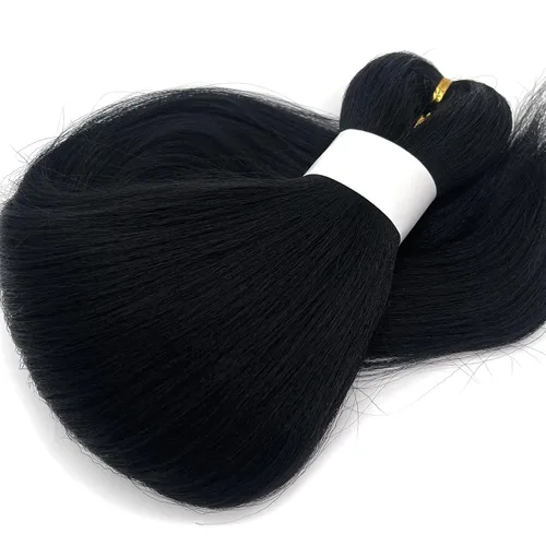 Miniatura 5 de Cabello Trenzado Corto 1b Negro para Niños, Cabello Trenzado Pre Estirado Preestirado, 18 pulgadas, Extensiones de Cabello Sintético para Trenzar