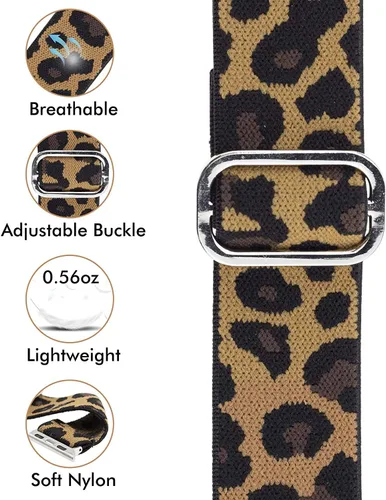 Miniatura 6 de Lamshaw Compatible con TOZO S3 - Correa de repuesto ajustable de nailon elástico compatible con TOZO S3, S5 Smart Watch Leopardo