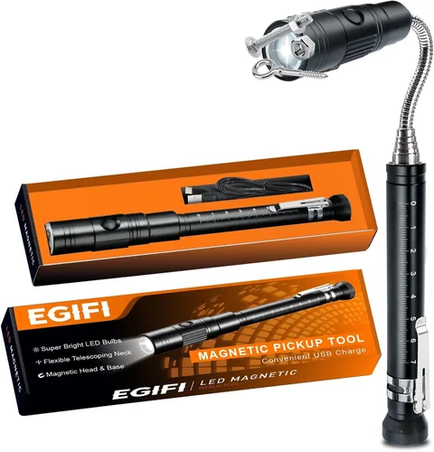 Miniatura 9 de Regalos para él, herramientas de recogida magnética LED, herramienta de recogida de linterna magnética telescópica, rellenos de calcetines