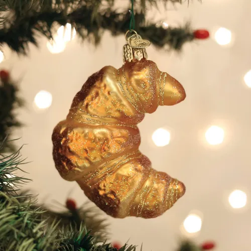 Miniatura 4 de Old World Christmas - Adorno de vidrio soplado en forma de croissant para árbol de Navidad, decoración festiva artesanal, colección de desayuno