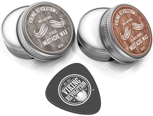 Miniatura 2 de Viking Revolution Cera para bigote, 2 unidades, cera para barba y bigote para hombres, agarre fuerte que ayuda a entrenar la domesticación