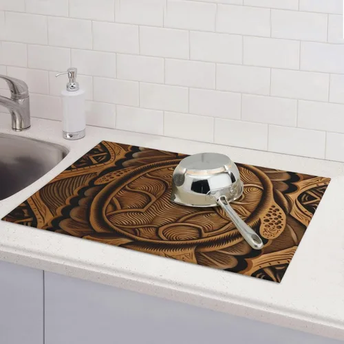 Miniatura 6 de Tapete de secado de platos para encimera de cocina, tapete escurridor antideslizante, tapete de secado de platos de animales otomíes mexicanos