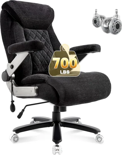 Miniatura 9 de 700lbs Big and Tall Office Chair, Ergonomic Heavy Duty Executive Cloth Office Chair with 5D Flip Arms & Adjustable Lumbar Support & Dual Rubber