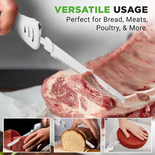Miniatura 2 de NutriChef Rebanador Eléctrico de Pavo Cuchillo de Cocina Para Acción de Gracias Cortador de Alimentos Eléctrico Portátil Juego de Cuchillos