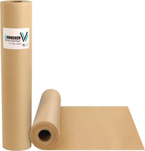 Miniatura 34 de Vanhench Papel de regalo negro de 36" x 1500" (125 pies), rollo de papel kraft de color sólido para tablón de anuncios, construcción de pósteres