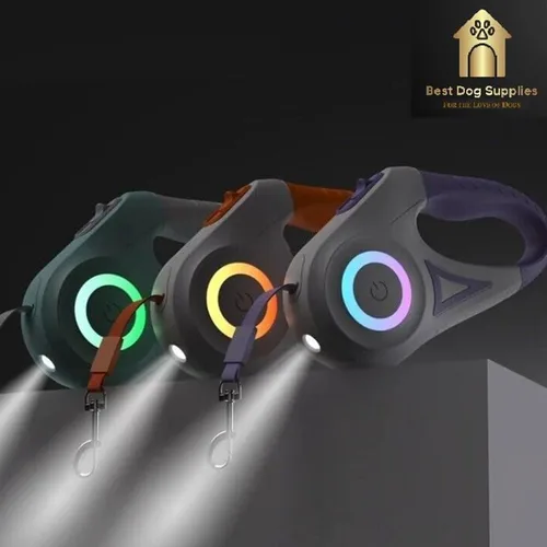 Miniatura 6 de Best Dog Supplies - Correa retráctil luminosa para perro con luz LED de seguridad frontal, correa de entrenamiento sin enredos de 360° para una
