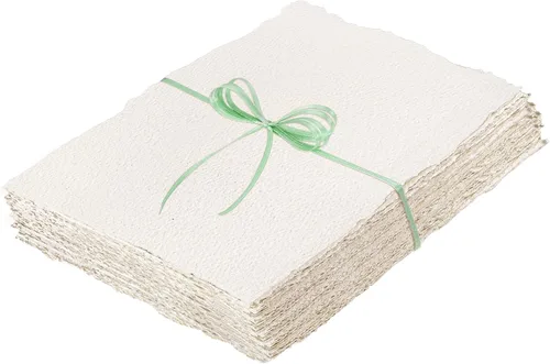 50 hojas de papel de acuarela de 8.5 x 11 pulgadas, papel rugoso / texturizado hecho a mano de 5.64 oz/m² con bordes deckled para invitaciones de