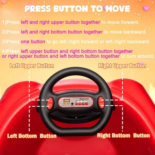 Miniatura 5 de Coche de parachoques eléctrico de batería dual de 12 V para niños con control remoto, giro de 360 grados, función de balancín de varilla de caballo
