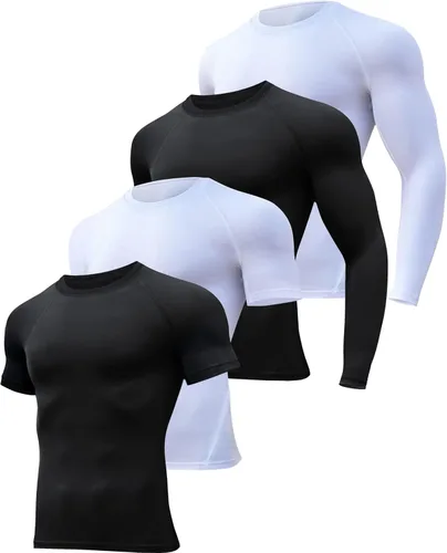 HOPLYNN Paquete de 45 camisetas de compresión de entrenamiento para hombre, manga largacorta, camiseta atlética para deportes