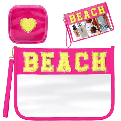 Miniatura 16 de Hillban Juego de 2 bolsas de bebé de chenilla, bolsas de letras de chenilla, bolsa de maquillaje, bolsa de viaje para bebé, impermeable, portátil