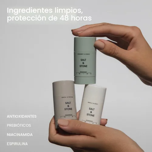 Miniatura 3 de SALT & STONE Desodorante sin aluminio Protección extra fuerte de 48 horas para mujeres y hombres Fabricado con extractos de algas marinas