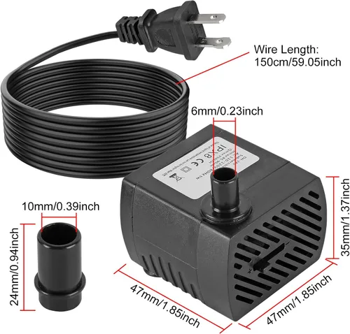 Miniatura 2 de 2 mini bombas sumergibles de 95 GPH 5 W 350L/H, pequeña bomba de fuente para estanque, acuarios, pecera, fuente de mesa, fuente para mascotas