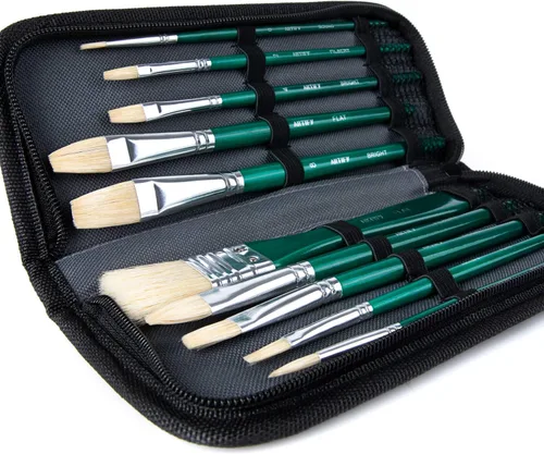 Miniatura 9 de Juego de pinceles de pintura ARTIFY, 10 piezas de pinceles para pintura acrílica con estuche, pinceles de pelo de nailon para acrílico, acuarela