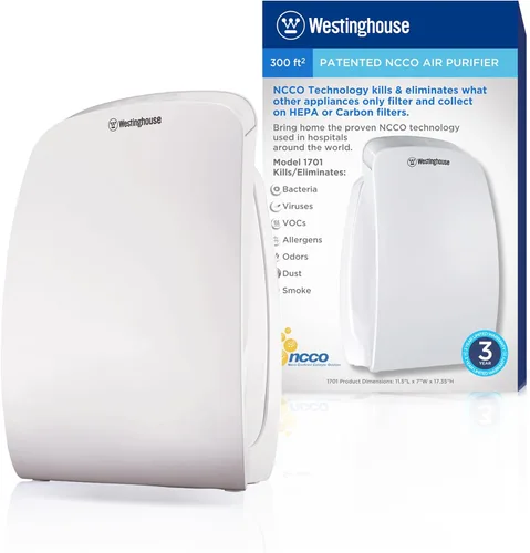 Miniatura 9 de Westinghouse Purificador de aire 1702 - True HEPA para 400-500 pies cuadrados - Tecnología NCCO - Mata virus, bacterias, elimina alérgenos, caspa