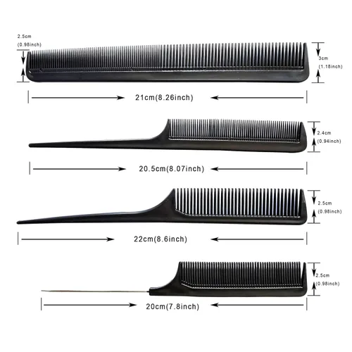Miniatura 2 de Juego de 10 peines de pelo negro para peluquería, corte y peinado, para mujeres, hombres y niños