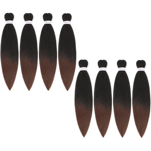 Miniatura 42 de Alrence Cabello estirado para hacer trenzas, trenza larga de 30 pulgadas, 8 paquetes, extensiones profesionales de trenzado de cabello sintético, 1b#