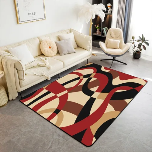 Miniatura 21 de Feelyou Alfombra de sala de estar, 3 x 5 pies, diseño geométrico para niños, diseño moderno a rayas, para interiores, antideslizante, con diseño