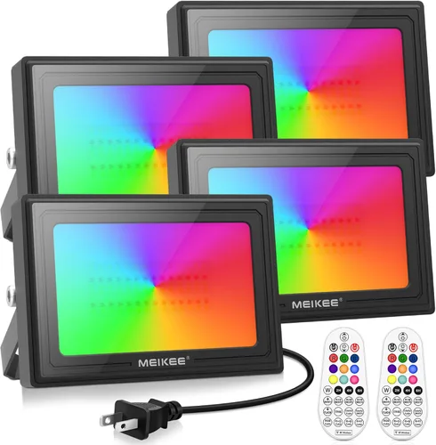 Miniatura 11 de MEIKEE Luces de inundación LED RGB de 25 W para exteriores, 2500 lm 250 W, equivalente a 2500 W, iluminación de inundación RGB que cambia