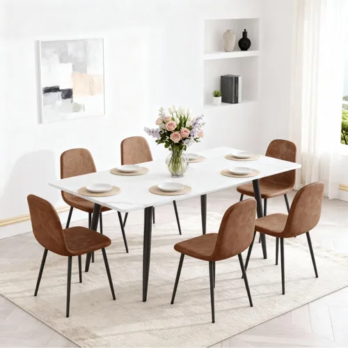 Miniatura 21 de FURNITO Mesa de comedor extensible de 59 a 75 pulgadas, mesa de comedor grande para 4-8, mesa de comedor moderna con patas de metal, mesa de comedor