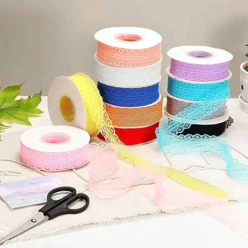 Miniatura 4 de MECCANIXITY 1.2 Inch Wide 15 Yard Lace Ribbon Floral Pattern Beige Lace Trim Ribbon for Gift Wrapping Bouquets, Wedding Decor Sewing Making, and DIY
