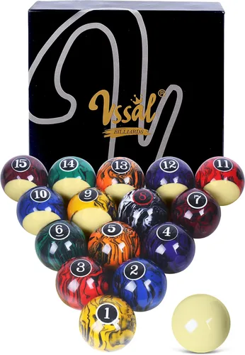 Miniatura 7 de Juego de bolas de billar para mesa de billar, diseño de mármol, remolino y estilo clásico, juego de 16 bolas