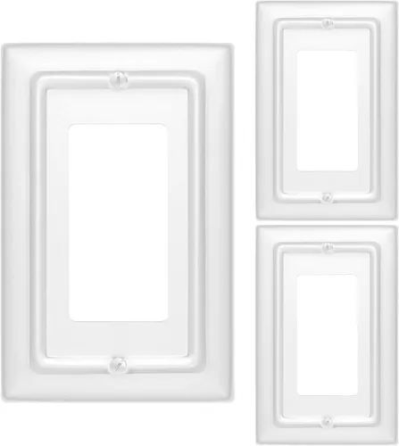 Miniatura 15 de Monarch Abode Placa de cubierta de interruptor de luz basculante – 4 placas de pared blancas decorativas arquitectónicas para tomacorrientes, placas
