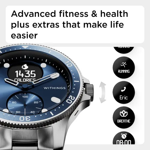 Miniatura 6 de Withings ScanWatch - Reloj inteligente híbrido y rastreador de actividad con GPS conectado monitor de frecuencia cardíaca monitor de sueño