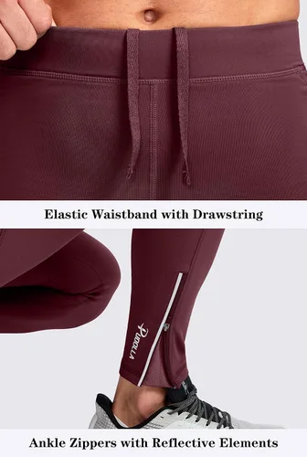 Miniatura 5 de Pudolla Men's Thermal Running Tights with 3 Zipper Pockets Workout Compression Leggings Cycling Pants for Men Hiking Jogging