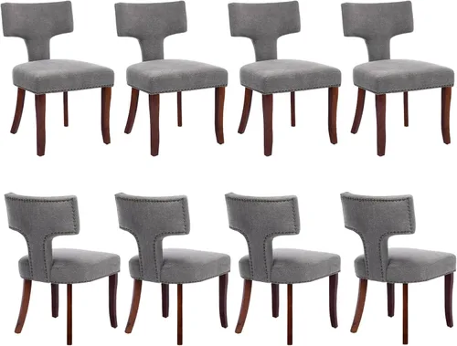 Miniatura 23 de Juego de 2 sillas de comedor modernas de mediados de siglo, sillas de comedor tapizadas en tela de chenilla con respaldo curvado y ribete