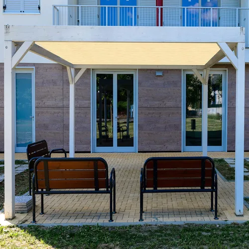 Miniatura 6 de Shatex Tela de sombreo solar del 90%, malla de red de bloqueo solar con clips para cubierta de pérgola, pantalla vertical para porche, beige de 2.44