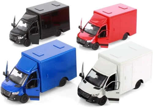 Miniatura 7 de KiNSMART - Mercedes-Benz Sprinter Cargo Van 1:48 O Escala 5" Modelo de Metal Fundido a Presión Furgoneta de juguete, acción de tracción (4 juegos)