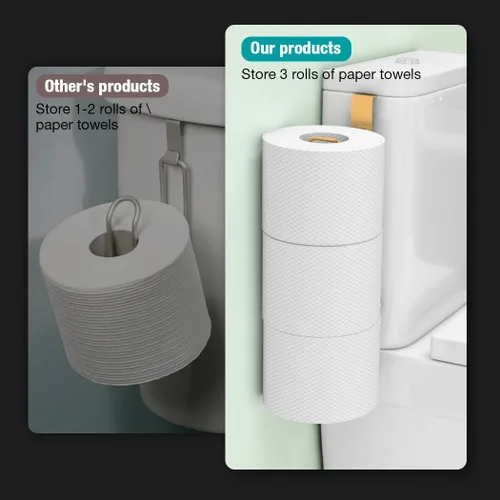 Miniatura 28 de Conworld Soporte de pared para almacenamiento de papel higiénico, dispensador portarrollos de papel higiénico sobre el tanque de reserva