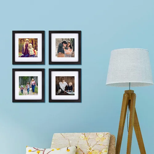 Miniatura 5 de Pojah - Juego de marcos de fotos cuadrados con estera para exhibir fotos de 5x5 o 8x8, vidrio de PVC, para decoración de pared en el hogar u oficina
