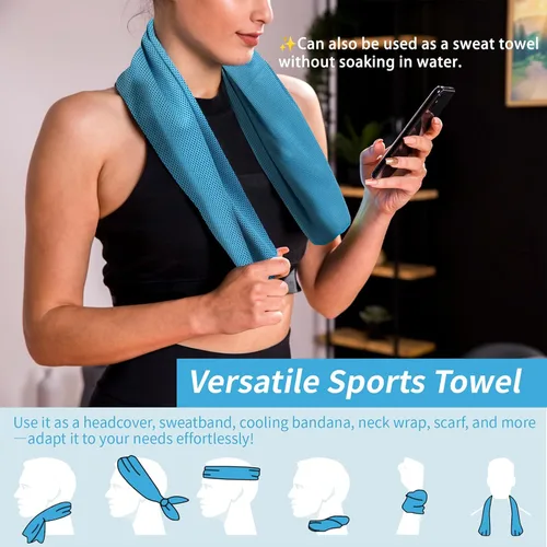 Miniatura 4 de YESLIFE Paquete de 4 toallas refrescantes de 40 x 12 pulgadas, toallas de gimnasio para hombres y mujeres, toallas de entrenamiento suaves y Azul