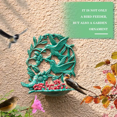 Miniatura 4 de Sungmor Comedero para pájaros de hierro fundido montado en la pared, lindo comedero para colibríes, pequeño baño de agua, comedero para pájaros