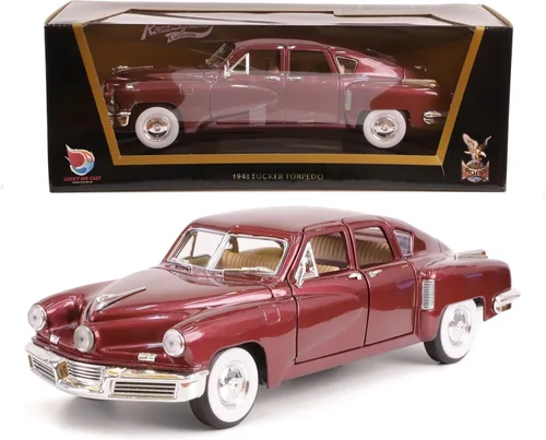 Miniatura 33 de 1948 Tucker Torpedo Escala 1/18 Modelo de Metal Fundido a Presión Premium Colección Clásica Vintage de Aleación de Coches con Vitrina, para Hombres