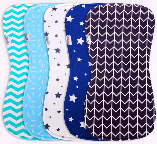 Miniatura 15 de KiddyStar Paquete de 5 paños de algodón orgánico para eructos, grandes, ultrasuaves de 3 capas para eructos, hombros y manos, altamente absorbentes