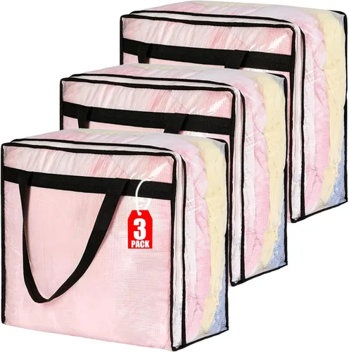 MKOKYD Bolsas de almacenamiento transparentes de 40 L para mantas, ropa, edredón, ropa de cama, sábanas, almohadas - organizadores de armario y
