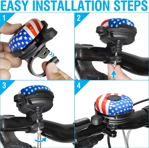 Miniatura 6 de MARQUE Campana de Bicicleta para Adultos y Niños – Bonito, Fuerte y Claro Sonido de Timbre de Bicicleta – Accesorios Esenciales para Bicicleta
