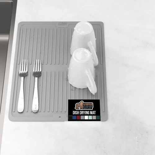 Miniatura 53 de GORILLA GRIP Tapete de microfibra ultra absorbente de agua, malla gruesa de secado rápido, almohadilla antideslizante para platos de fregadero