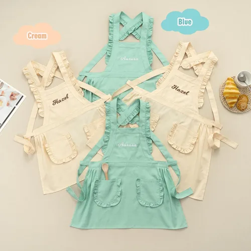 Miniatura 6 de MT WORLD Delantal para Niñas Pequeñas Delantales de Chef Personalizados para Niños con Nombre Delantales con Volantes para Niñas Pequeñas Vestido