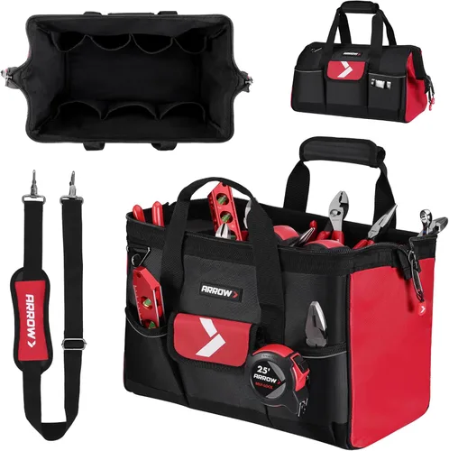Miniatura 9 de ARROW - Bolsa de herramientas grande de 17 pulgadas con 36 bolsillos multipropósito, bolsas de herramientas para hombres de servicio pesado con base