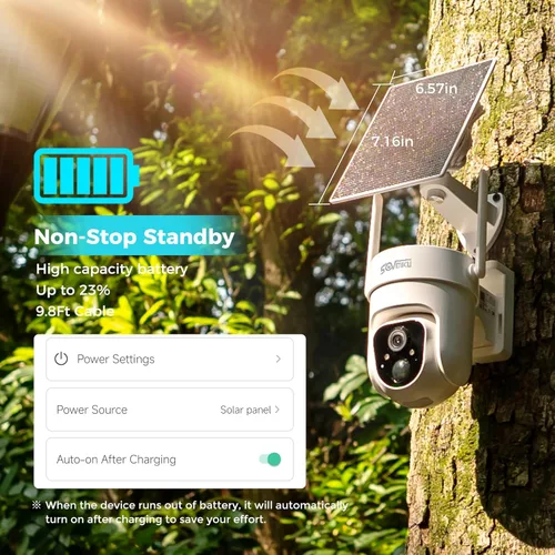 Miniatura 8 de Cámara de seguridad solar inalámbrica Vicohome 2CQ4 2K AI para exteriores, cámara alimentada por batería, visión nocturna a color, audio