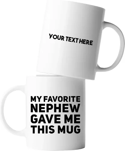Miniatura 9 de Taza de café de cerámica con texto en inglés «My Favorite Nephew Gave Me This Gift To Uncle Auntie», para el Día de la Madre, Día del Padre