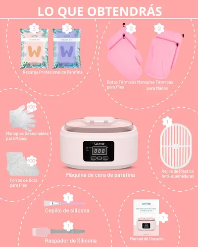 Miniatura 3 de Máquina de cera de parafina para manos y pies - Kit de calentador de cera de parafina hidratante con temporizador automático y función de mantener