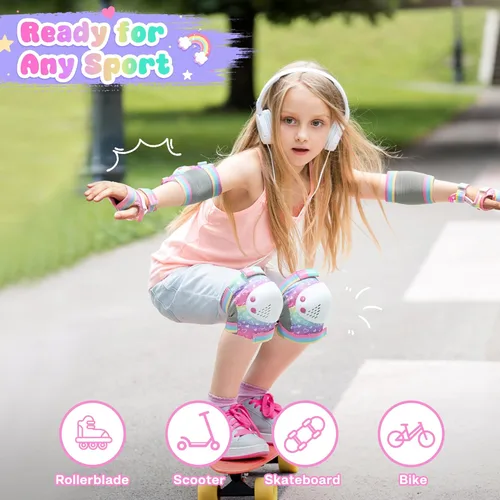 Miniatura 7 de Rodilleras para niños – Juego de rodilleras y coderas para niños pequeños de 3 a 12 años, equipo de protección para niños, patineta, bicicleta