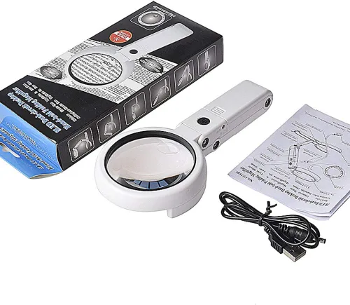 Miniatura 5 de Lámpara de mesa de cristal con lupa, lámpara de aumento plegable 5X/11X alimentada por USB, con 8 luces LED, para leer, pasatiempos, joyas